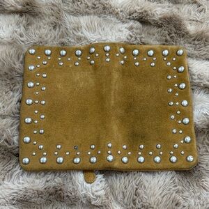 Free People Mustard Canvas Zip Pouch with Metal Logo